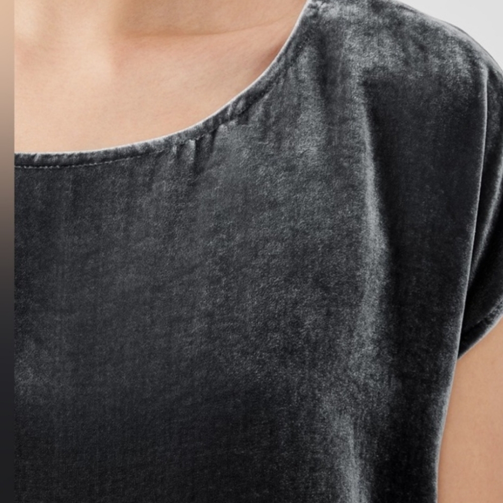 Eileen Fisher Velvet Square Top - XS - Silk Blend - Graphite Gray - Quiet Luxury